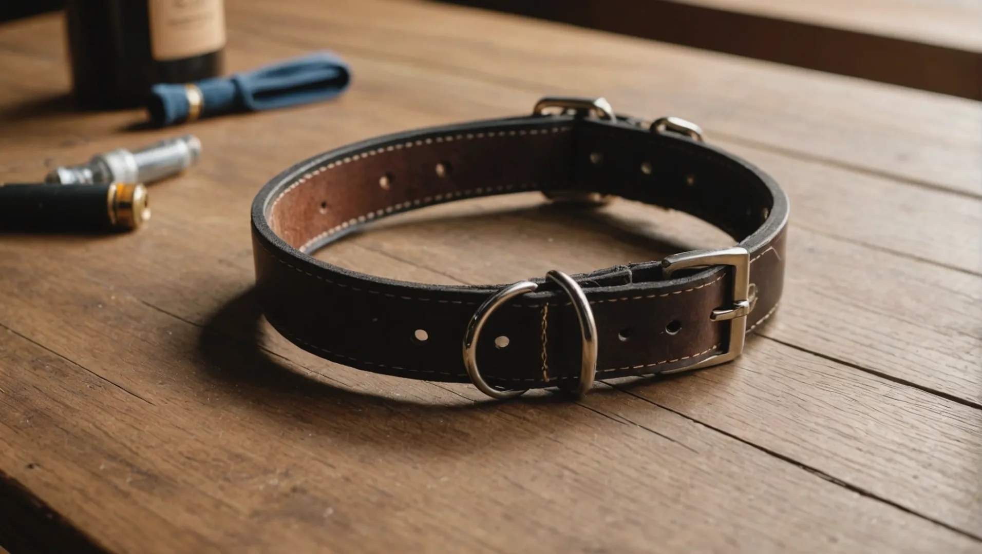 Collare in cuoio per cani con balsamo e panno
