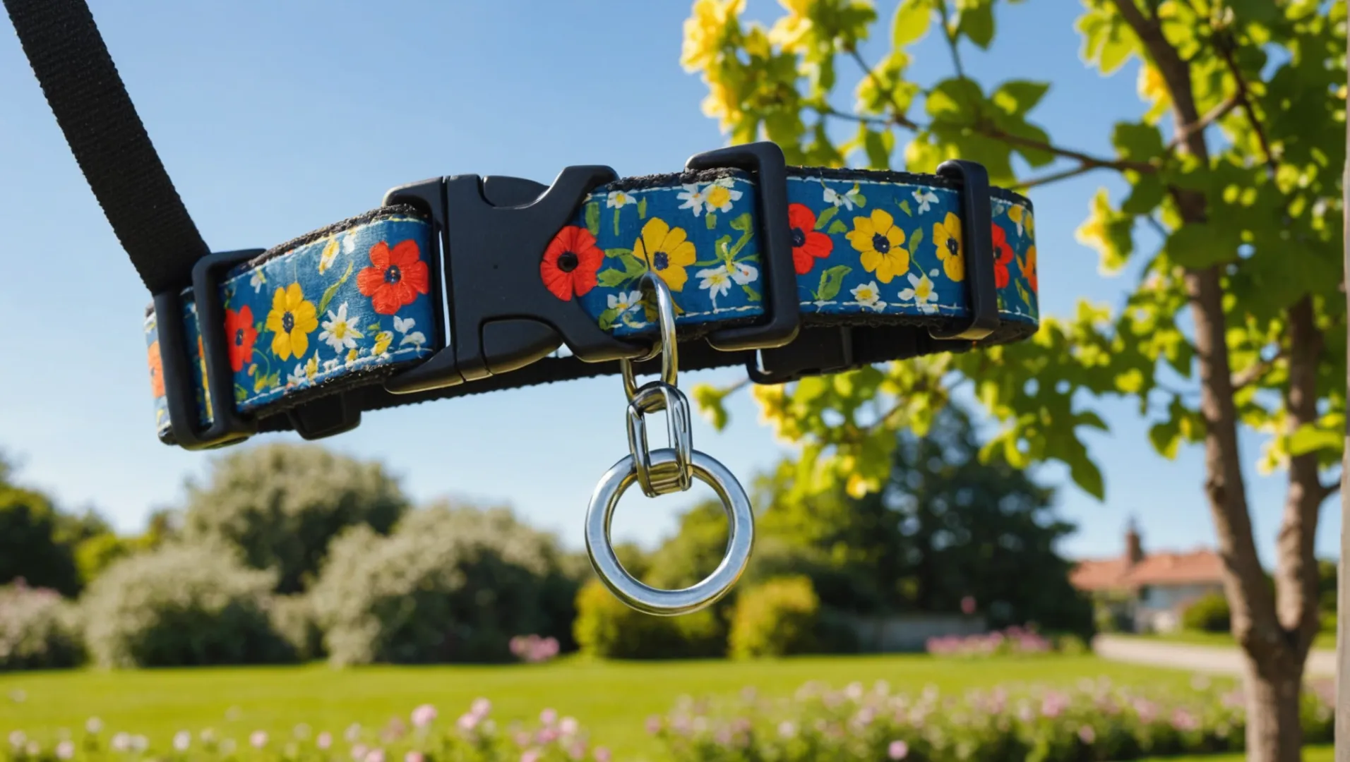 Un collar de perro limpio colgado al aire libre