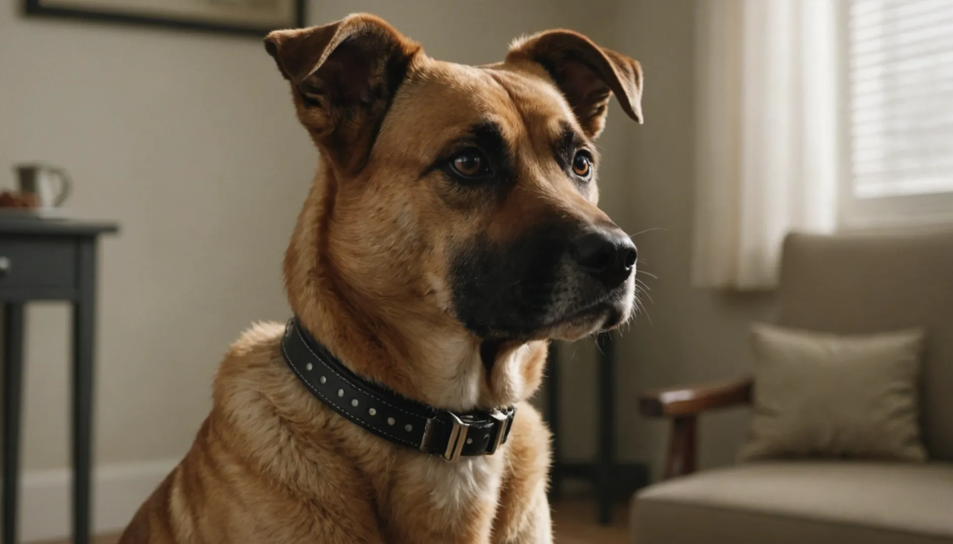 Hund mit zu engem Halsband zeigt Unbehagen