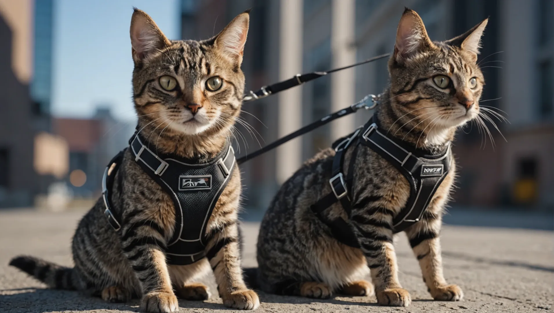 Un confronto tra una pettorina per cani e una per gatti, che ne evidenzia le differenze strutturali.