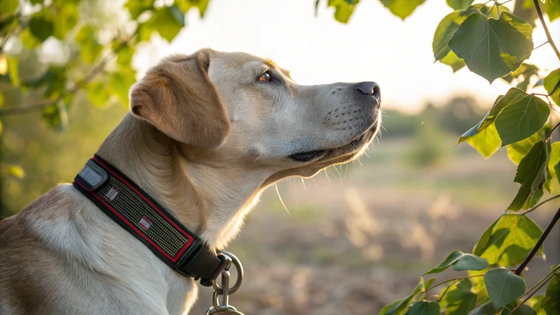 Nahaufnahme eines Martingal-Halsbandes an einem mittelgroßen Hund
