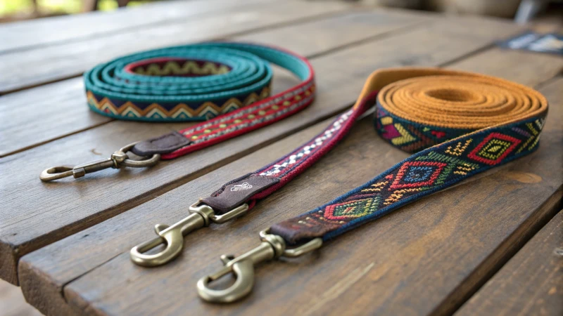 Guinzagli colorati per animali Lupine su un tavolo di legno rustico