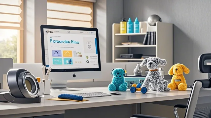 Un moderno espacio de trabajo con herramientas de control de calidad y muestras de productos
