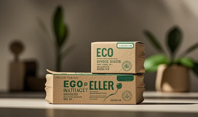 Imballaggio ecologico realizzato con materiali riciclati.
