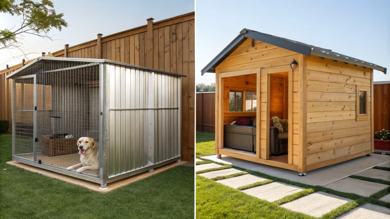 Comparaison entre un chenil intérieur et un chenil extérieur