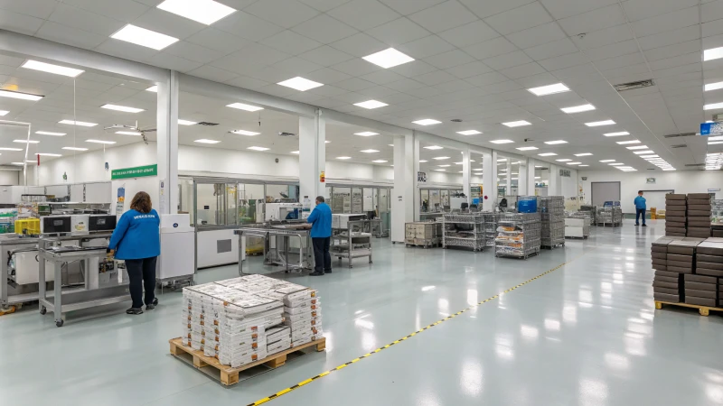Une usine moderne de fabrication de produits pour animaux de compagnie avec des postes de travail organisés