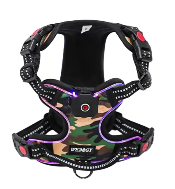 Pettorina LED mimetica per cani con fibbie regolabili