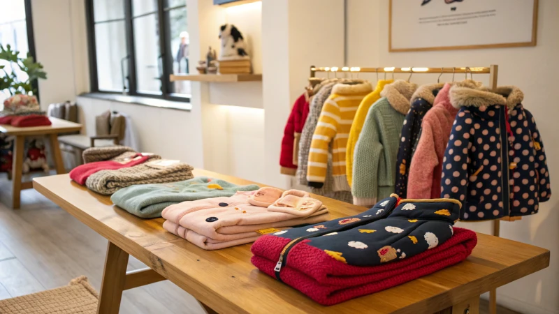 Ropa de perro de colores dispuesta sobre una mesa en una habitación luminosa