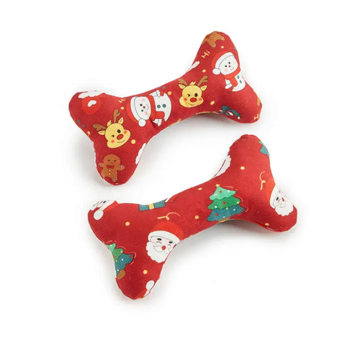 Weihnachtsspielzeug für Hundeknochen mit festlichen Motiven