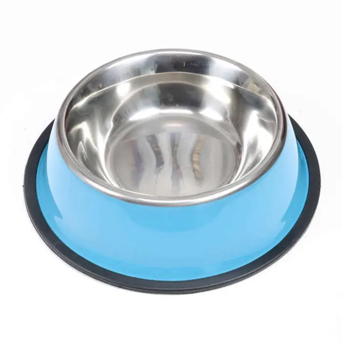 파란색 스테인리스 스틸 반려동물 사료 그릇