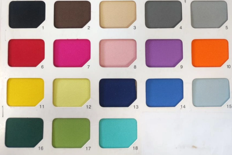 Color palette with various fabric swatches numbered.