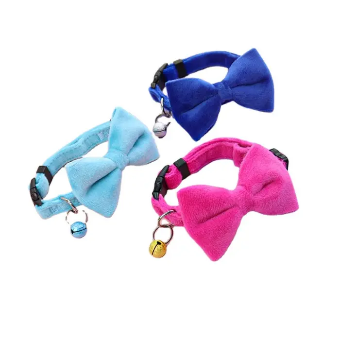 Colorful bowtie cat collars with bells